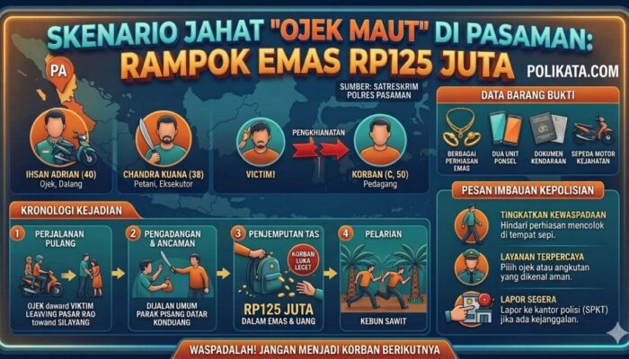 Skenario Jahat “Ojek Maut” di Pasaman: Rampok Emas Rp125 Juta dari Penumpangnya Sendiri