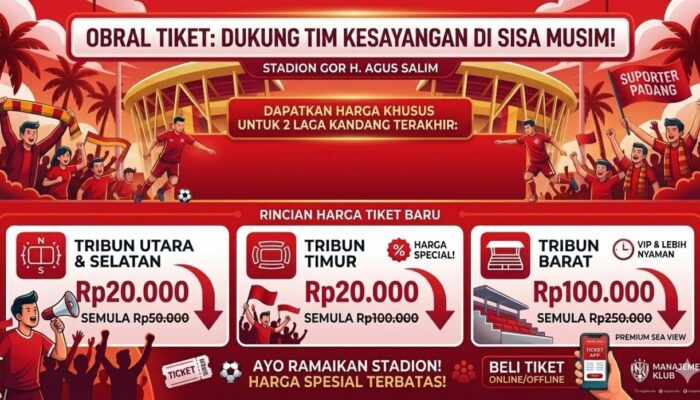 Resmi Degradasi, Semen Padang FC Minta Maaf dan Obral Tiket Murah di Laga Sisa