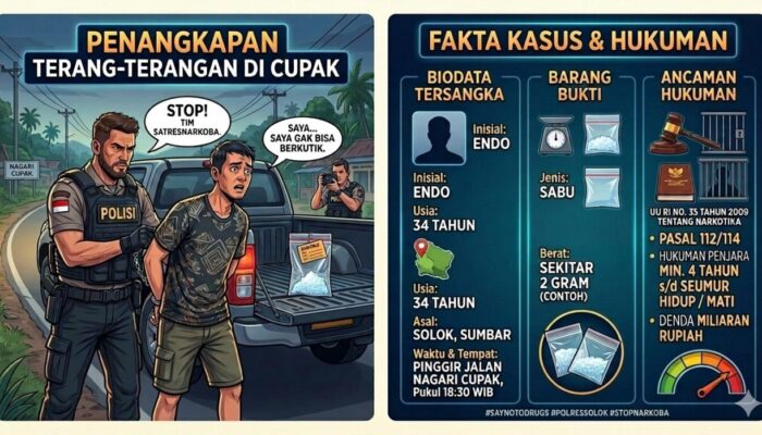 Endo Tak Berkutik! Diciduk Tim Satresnarkoba Polres Solok Saat ‘Main’ Sabu di Pinggir Jalan Nagari Cupak