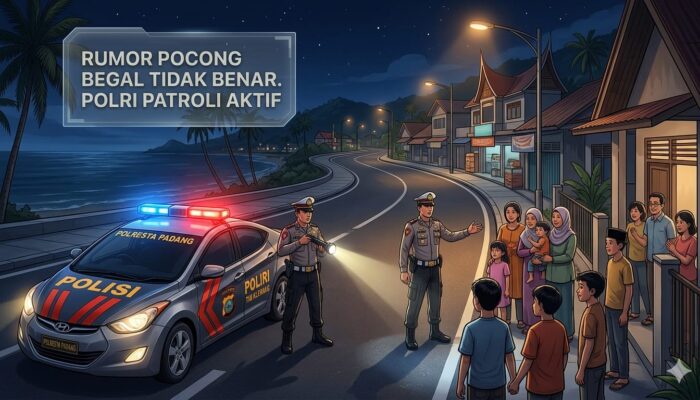 Isu ‘Pocong Begal’ Bikin Resah Warga Padang, Polisi Pastikan Hoaks dan Terjunkan Tim Klewang