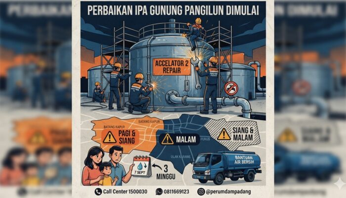 Mulai Besok! Accelator 2 IPA Gunung Pangilun Diperbaiki, Catat Daftar Wilayah Terdampak Gangguan Air di Padang